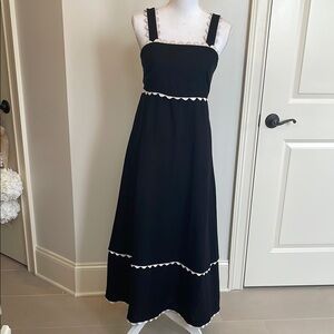 Black Maxi Dress with White Scallop Trim